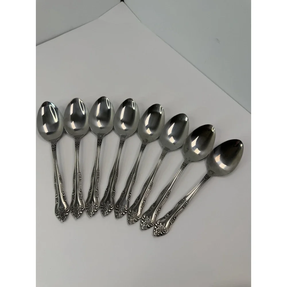 Rogers Dream Rose Soup Spoons Stainless Flatware Korea Set of 8